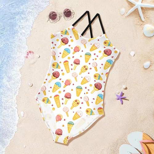 Girl 1-Piecing Swimsuits Teen Bathing Suits for Girls Toddler Swim Suit for Girls Beach Swimwear Ice Cream 6