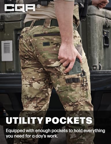 Image of CQR Men's Quick Dry Work Pants, Water Resistant Outdoor Tactical Pants, Lightweight Stretch Cargo Hiking Pants