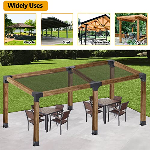 Neorexon Pergola Kit Elevated Wood Stand Kit Woodwork For 4"X 4" (Actual 3.6 X 3.6 Inch), Solid Steel Wooden Gazebo Kit For Outdoor 4 Way Right Angle Corner Bracket And Base Brackets #TOP5