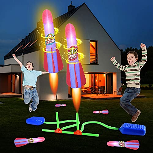 Herefun Rakete Spielzeug für Kinder, Druckluftrakete Spielzeug mit 6 Leuchtende Schaumstoff Raketen, Spielzeug… – Bild 5