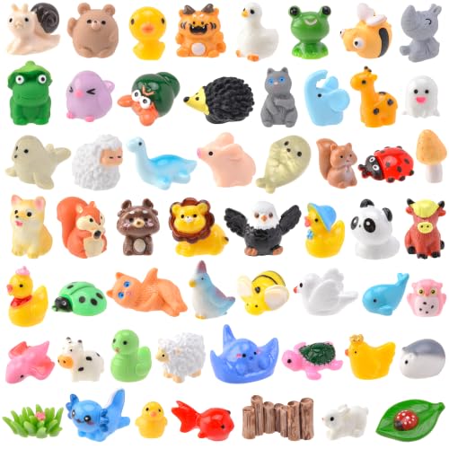 Image of FEXIA 55 Pcs Mini Resin Animals 55 Styles Tiny Animals Figurines Desk Pets