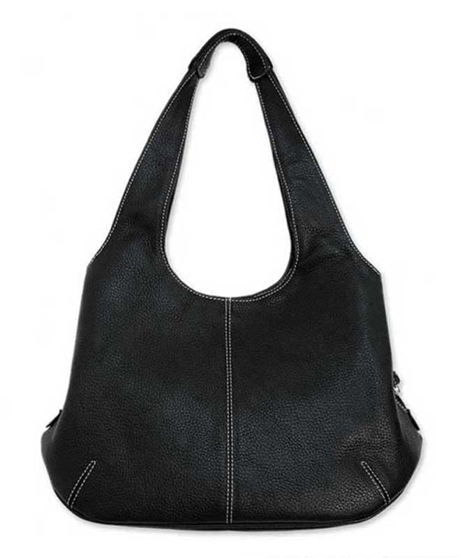 NOVICA Artisan handmade leather shoulder bag black handbag from mexico handbags hobo solid urban legend