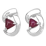  Schmuck-Schmidt-Ohrringe/Stecker-925 Silber-Rhodiniert-mit Rubinen 1,00 Karat