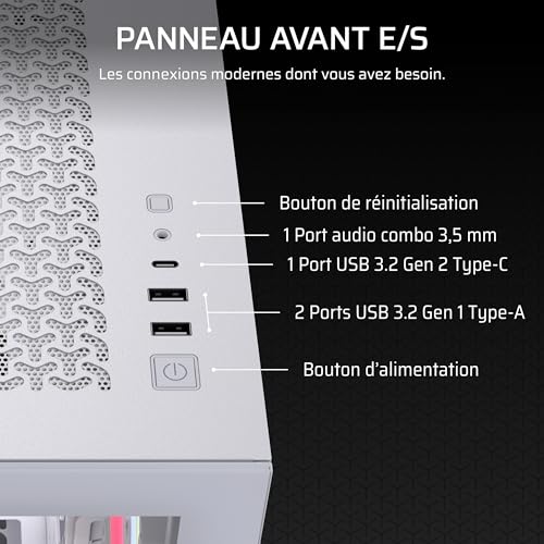 CORSAIR 3500X LX-R RGB Boîtier PC Moyen-Tour – 3 Ventilateurs RGB LX120-R Préinstallés, Comprend System Hub, Peut Accueillir Jusqu'à 10 Ventilateurs de 120 mm - Blanc