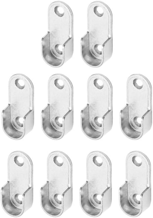 2-10pcs Oval Closet Pole Sockets,Flange Rod Holder,Closet Rod Brackets,Hanging Clothes Rod Holder,Wardrobe Clothes Tube Support(10pcs)