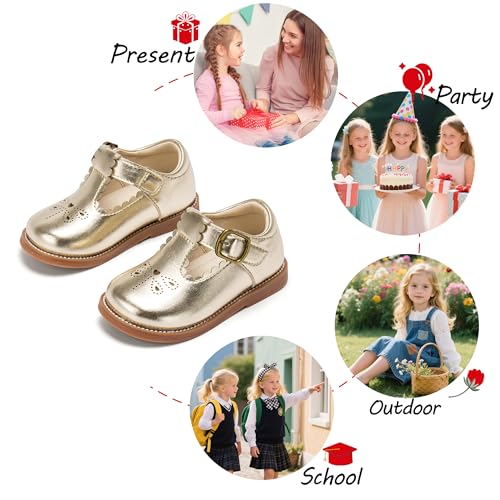 Image of PHIRAMIN Toddler Girl Mary Jane Dress Shoes-Little Girl School Uniform Shoes for Wedding Party