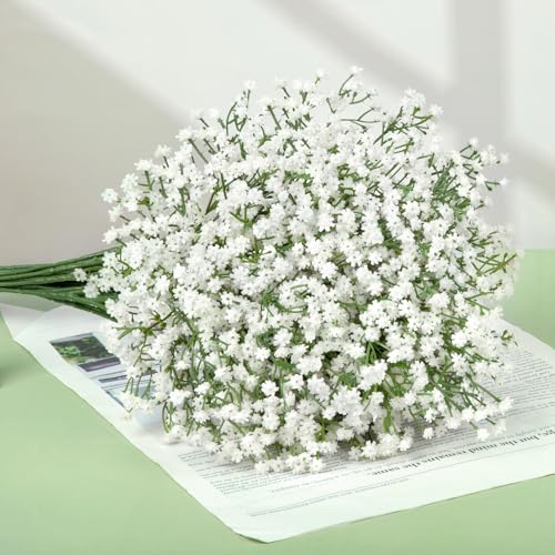 Image of Babys Breath Artificial Flowers, 24 Pcs White Fake Baby Breath Flowers