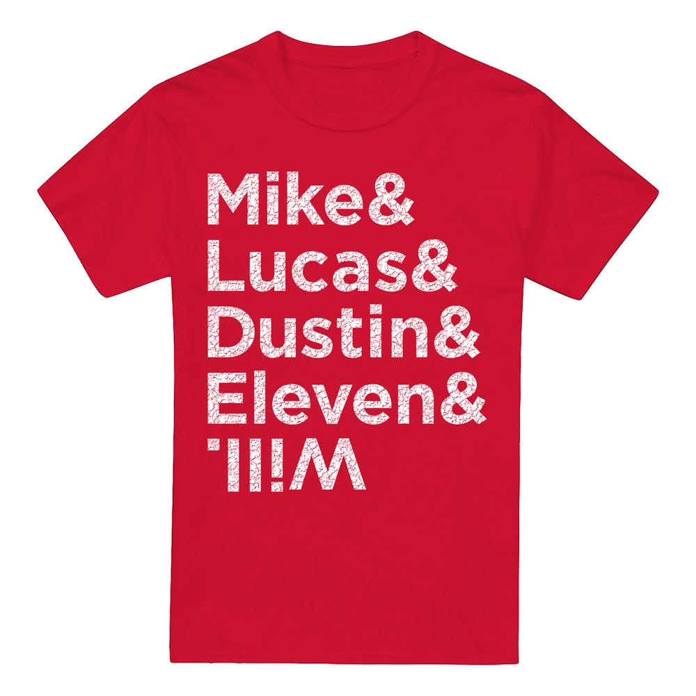 Stranger Things - Mike Lucas Dustin Eleven & Will Names Unisex T Shirt, Red, Small