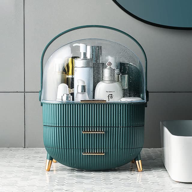Caja cosmética de acrílico de moda transparente Maquillaje joyería cajón hogar cajas de almacenamiento multifuncional organizador cosmético de viaje-caja verde