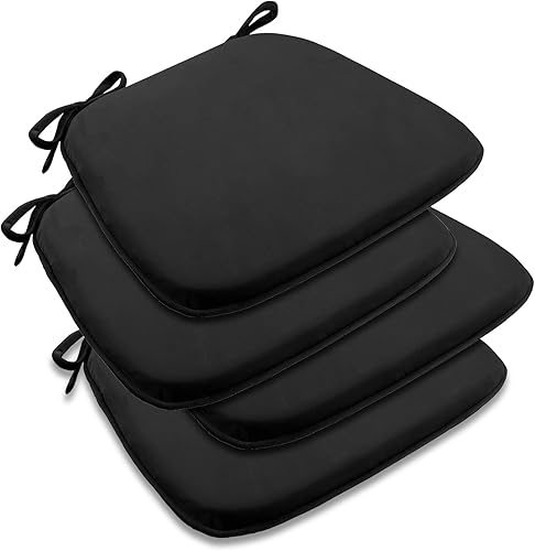 downluxe Cojines para sillas de interior para sillas de comedor, almohadillas de espuma viscoelástica de tela de terciopelo holandés con lazos para