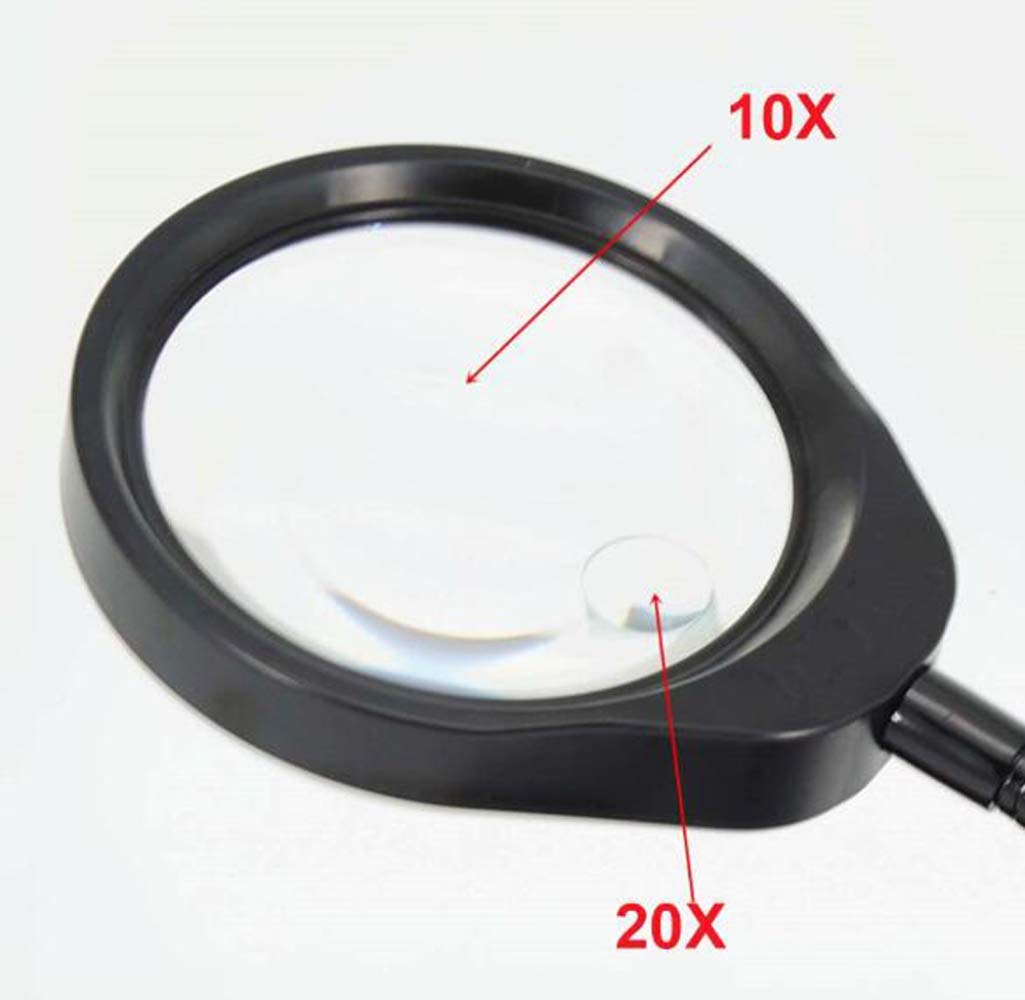 Lampa powiększająca LED z zaciskiem, z regulowanym obrotowym ramieniem, 10X 20X lupa pionowa biurkowa lampa powiększająca światło piękno regulowany stojak kosmetyczny Keep it in mind