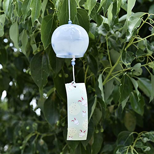 Smartcoco Japanese Wind Chimes, Japanese Ceramics Style Wind Bells, Handmade Glass Wind Bells, Handcrafted Glass Creative Hanging Pendant for Home Decor, Christmas Birthday Gift (Blue)