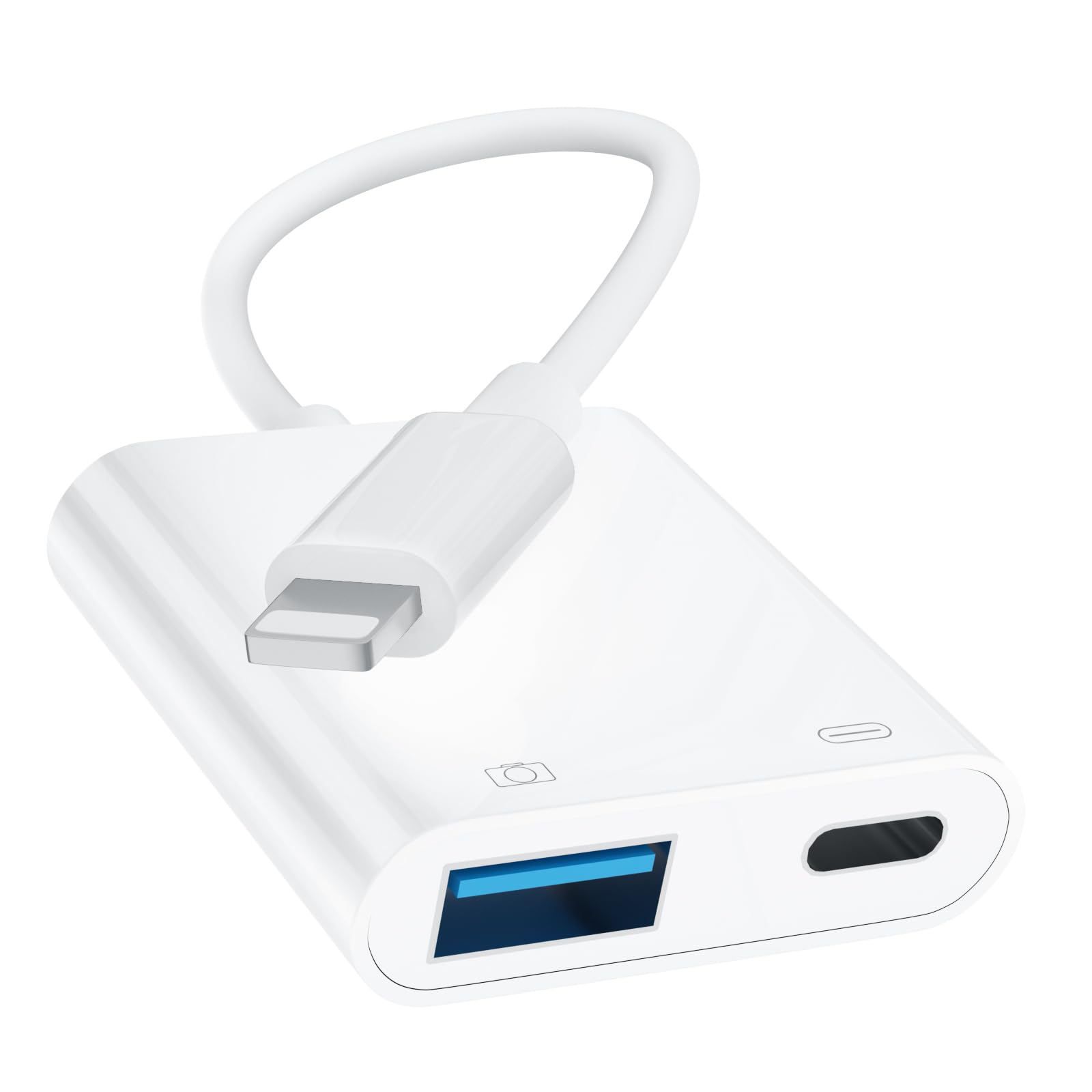 Photo 1 of [Apple MFi Certified] Lightning to USB Camera Adapter for iPhone, iPad to USB3.0 Female OTG Adapter with Charging Port, Plug and Play, Support Card Reader, USB Flash Drives, Keyboard