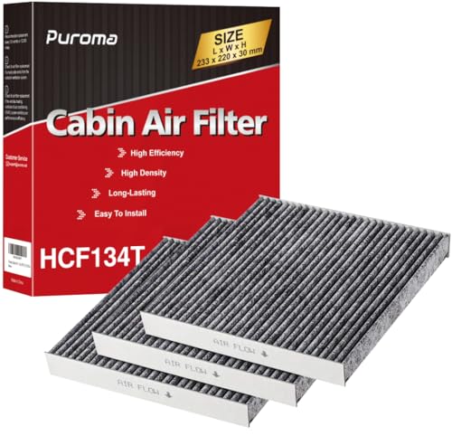 Puroma Cabin Air Filter with Activated Carbon, Replacement for CP134, CF10134, Honda & Acura, Civic, CR-V, Odyssey, CSX, ILX, MDX, RDX, AT134 (3 pc)