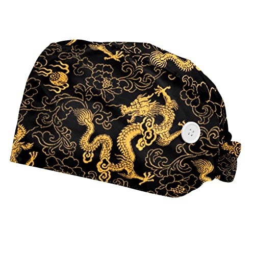 Chapeaux bouffants à motif dragons d'or pour égayer vos journées professionnelles