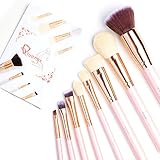 Qivange Makeup Brush Set, Premium Synthetic Cosmetic Foundation Blush Brow Eyeliner Eyeshadow Brushes with Pouch(Pink with Rose Gold, 8pcs)
