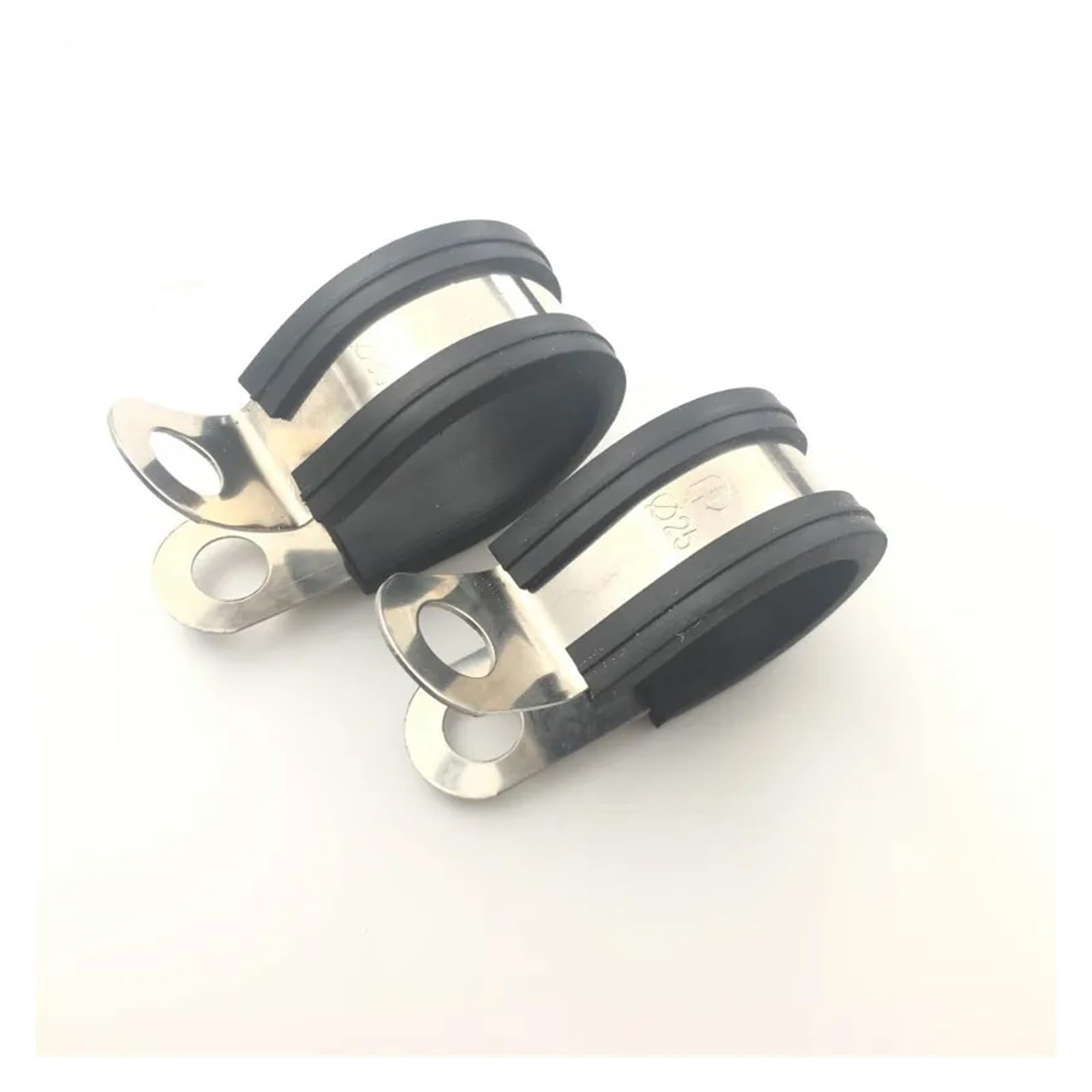 2 clips de tubo P con revestimiento de goma de acero inoxidable 304.
