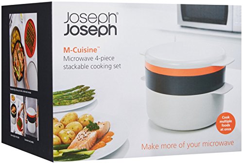 Image of M-Cuisine Stackable 4-Piece Microwave Cookware Set (2L Main Pot, Steamer & Griddle)