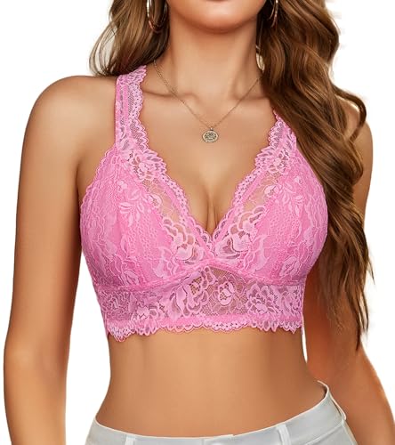 Image of Avidlove Lace Bralettes for Women Wireless Unpadded Bras Racerback Cami Tops Basic Sexy Strappy Everyday Lingerie