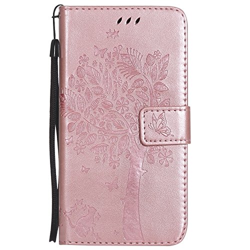 ViViKaya Funda para Samsung Galaxy J7 2016 J710, Premium PU Cuero Billetera Funda Ultra Delgado Protectora Carcasa con Concha Interna Suave [Oro Rosa]
