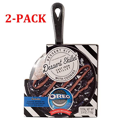 Mini Oreo Cookie Dessert Pizza | Includes Individual-Size Cast Iron Skillet, Oreo Cookies (2), Brown - //coolthings.us