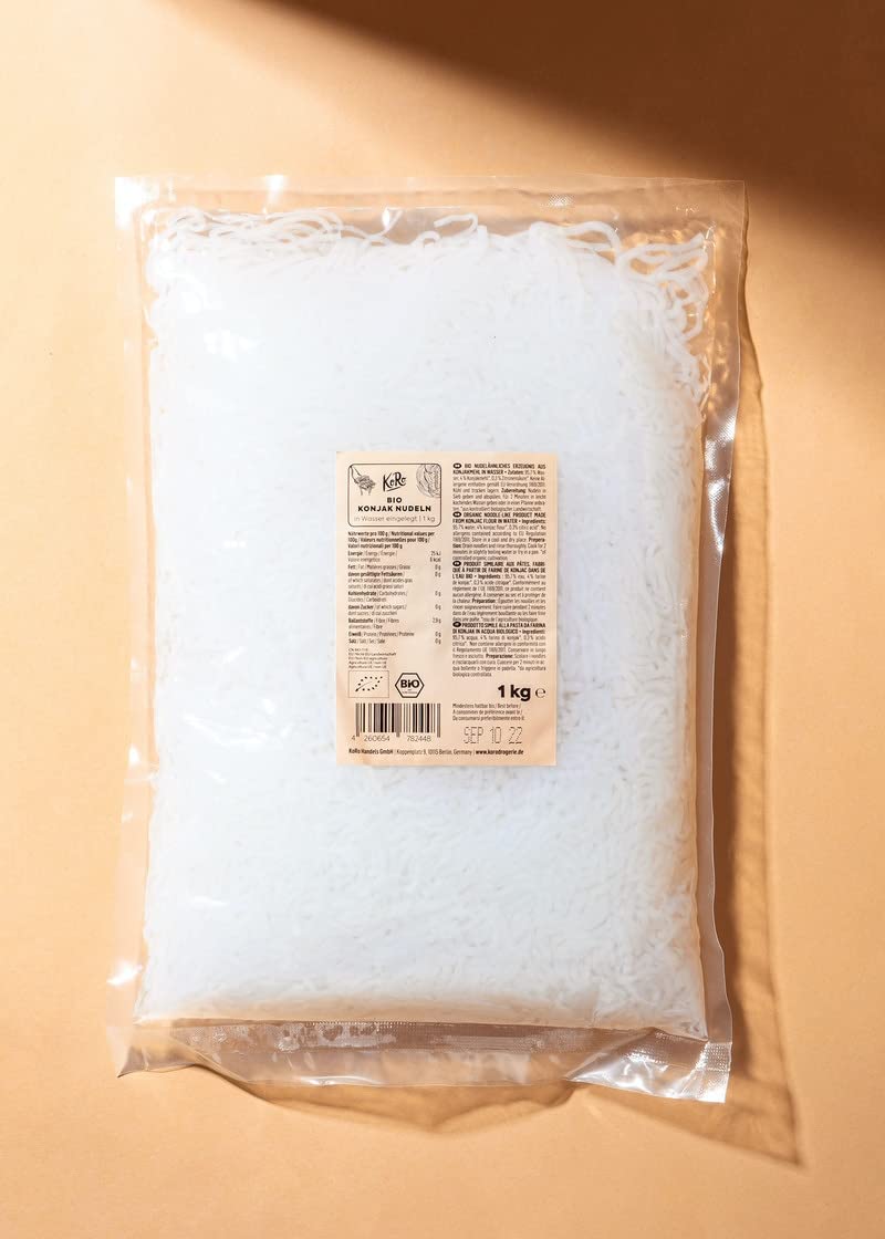 KoRo – Bio Konjaknudeln in Wasser 8 x 1 kg – Kalorienarme Alternative zu Weizennudeln – Fettfrei – Vegan