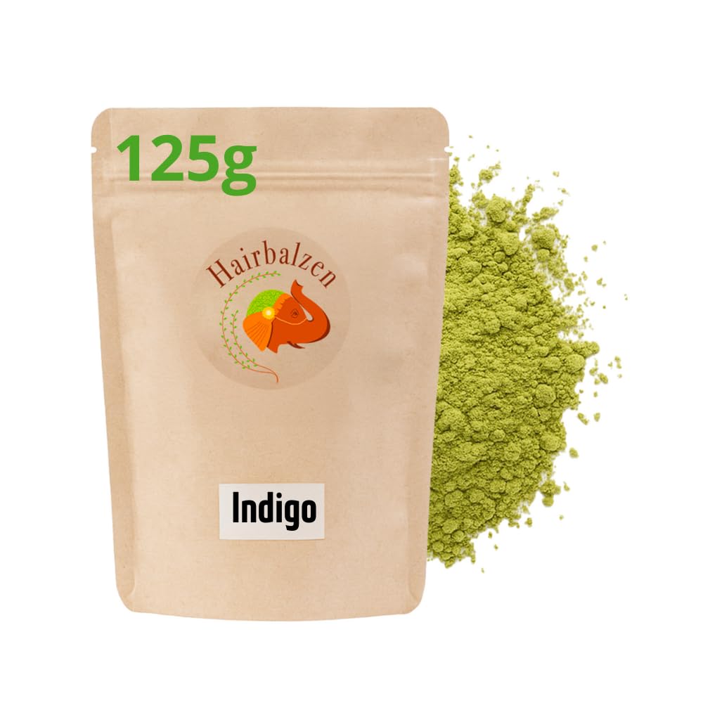 Indigo polvere pura 125g (indigofera tinctoria) per colorazione vegetale, tintura naturale per capelli scuri