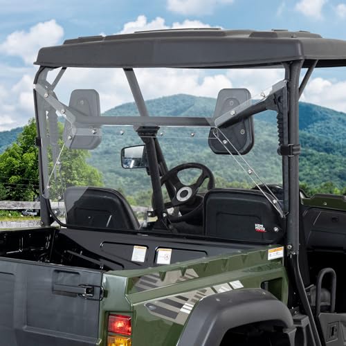 KEMIMOTO UTV Rear Windshield Back Window Double Sided Hardened & Pre-installed Compatible with Hisun 500/700|Coleman 500/700|2015+ Massimo MSU 500/700|Cub Cadet 500/700|Axis 500/700|Bennche 500/700