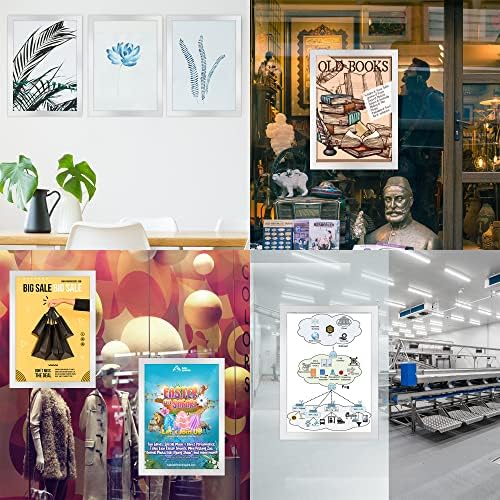A3 Self Adhesive Magnetic Display Frame with Magnetic Closure Info Pocket Holder for Ad Display, Storage Photos, Notices,Documents, Silver (Pack of 10)