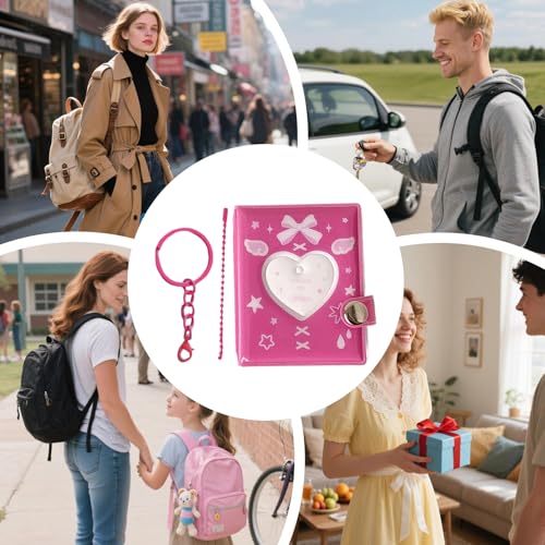 Soporte portátil colgante lindo, álbum de fotos pequeño, libro de recortes para almacenamiento de fotos con llavero, para niños, adolescentes y adultos, cumpleaños, boda, San Valentín, viaje miniatura 4