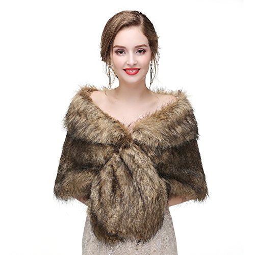 Faux Fur Shawl Wrap Stole Shrug Winter Bridal Wedding Cover Up