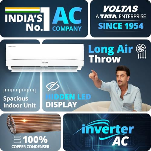 Image of Voltas Split Air Conditioner, 1.5 Ton, 3 Star - 183Inv Vectra Zenith Silver