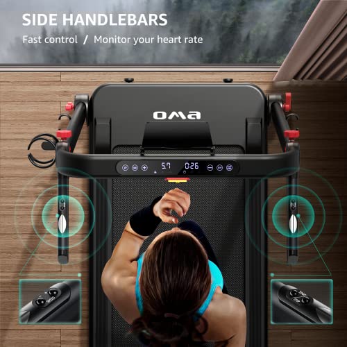 OMA 1012EB Folding Treadmill for Small Spaces Foldable Portable Compact Walking Running Treadmills for Home Gym with 2.25HP 300lb Weight Capacity 48