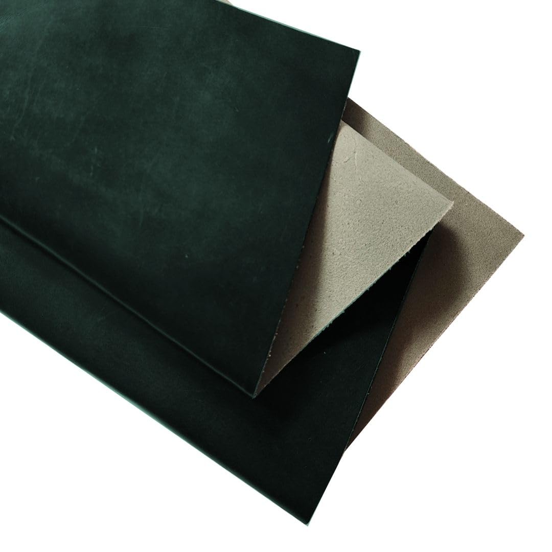 Real Leather Sheets | Full Grain Tooling Leather | 1.3-1.5mm Thick | Cowhide Leather Sheet for Leathercrafts, Repairing and Home Decor by Kozmo (Forest Green Oil-Tanned, 12" X 24") — image 1