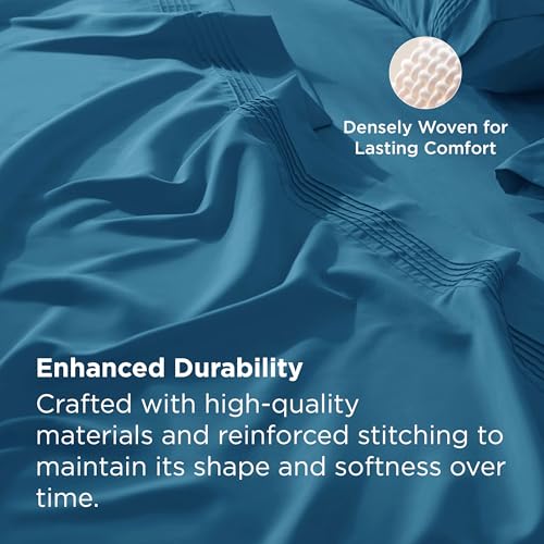Image of Bedsure Deep Pocket Twin Sheets Set - Fits Mattresses Up to 21 Inches Thick -3 Piece GentleSoft Bed Sheets, Moisture Wicking, Soft & Cooling Bedsheet & Pillowcases, Easy & Secure Fit, Teal Blue