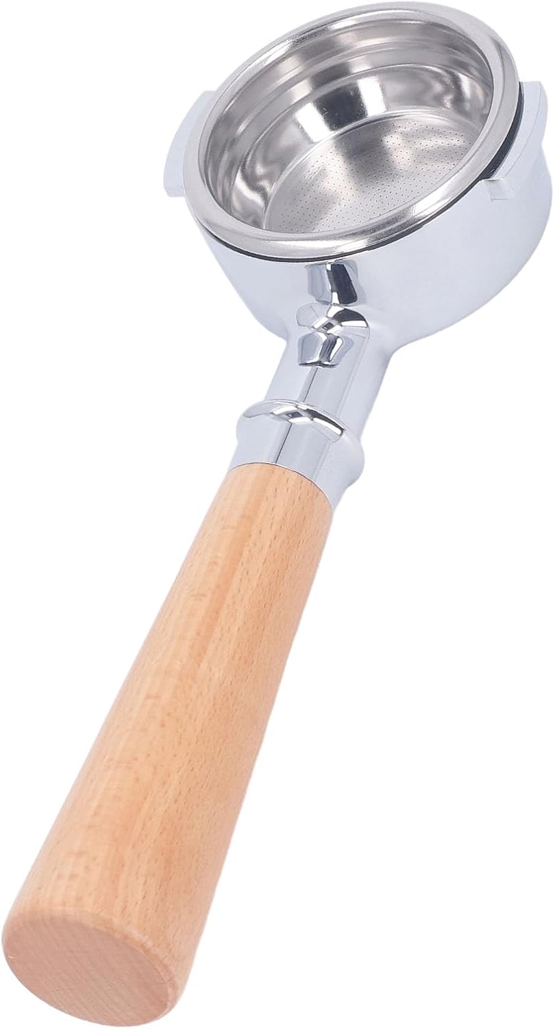 Coffee Products 58mm Coffee Portafilter Aluminum Coffee machine Alloy 2 Ears Bottomless Portafilter Handle with Single Layer Filter Screen 58mm (A2 Beech)