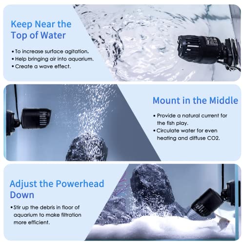 Image of hygger Wave Maker for 40-100 Gallon Aquarium with Magnetic Mount Quiet Powerhead for Saltwater and Freshwater Fish Tank 1056 GPH