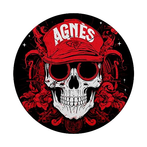 Items Personalized Skull with Agnès Name PopSockets Swappable PopGrip, Black - Image 3