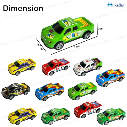 Image of FunBlast Die-Cast Car Set for Kids - Pack of 12 Pull Back Metal & Plastic Cars, Scaled Model Mini Racing Car Toys for 3+ Year Old Boys & Girls, Multicolor