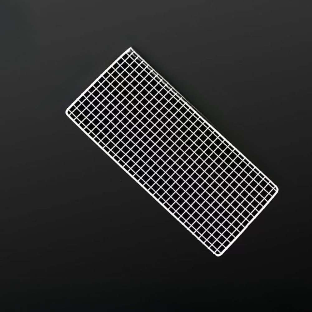 Griglia rettangolare in acciaio inox per barbecue, portatile, per cucinare all'aperto, campeggio, picnic, costruzione a lunga durata (20 x 20 cm)