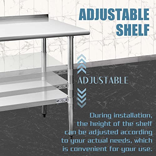 Hally Stainless Steel Table For Prep & Work 24 X 48 Inches, Nsf Commercial Heavy Duty Table With Undershelf And Backsplash For Restaurant, Home And Hotel #TOP3