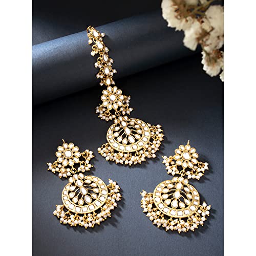 Image of Peora Kundan Faux Pearl Traditional Jewellery Set Gift for Women