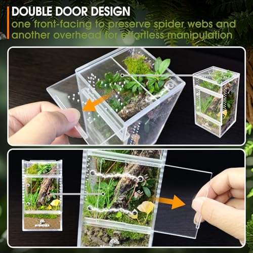 Image of MYGIIKAKA Jumping Spider Enclosure Accessories, Tarantula Spider Box, Bug Cage, Praying Mantis Habitat Enclosure, Snail Insect Terrarium, Caterpillar Habitat (3x3x6 inch) (Pack of 3)