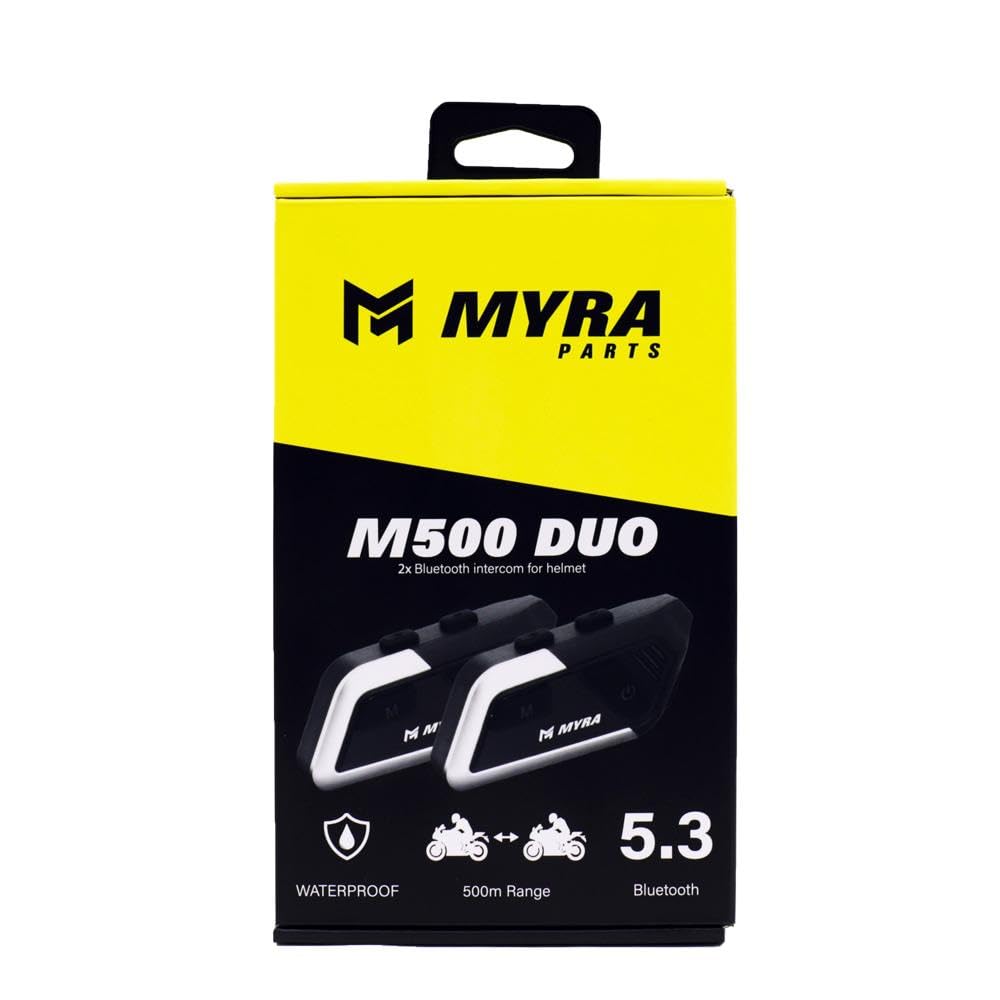 Myra M500 Duo - Intercomunicador Bluetooth 5.3 - Alcance 500 m - Radio FM - IP65