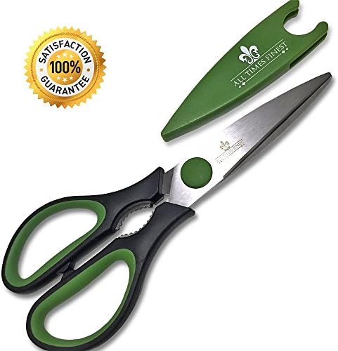 All Times Finest Kitchen Scissors The Most Elegant Multi Purpose Soft Grip Heavy Duty Stainless Steel Shears With Magnetic Storage Case, Green/back (Black)