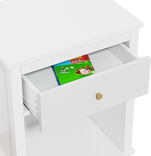 Miniatura 9 de FAMIKITO Mesita de noche con 1 cajón, mueble de noche de 26.68 pulgadas con estante de almacenamiento abierto para niños, niñas y niños, mesita de
