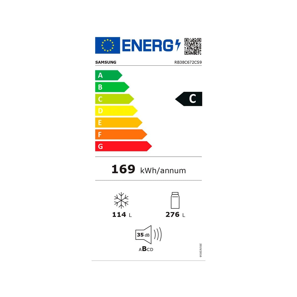 Samsung Frigorífico Combinado 390L Acero Inoxidable - RB38C672CS9