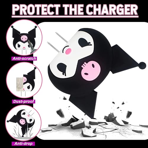 Image of Best HUB Cartoon 3D Design Protective Case Compatible with (Only Samsung Galaxy 25W) USB-C Power Adapter Charger, Cute Cartoon Type C Data Cable Case for Samsung (Black CAT)