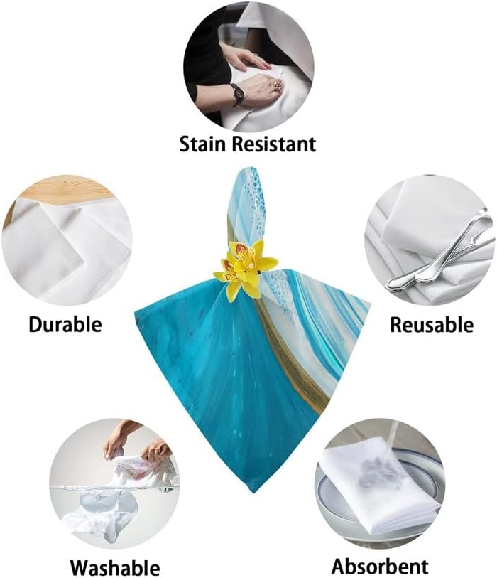 Gradient Texture Marbling Table Napkins Cloth Set Soft Handkerchief Wedding Decoration Banquet Dinner