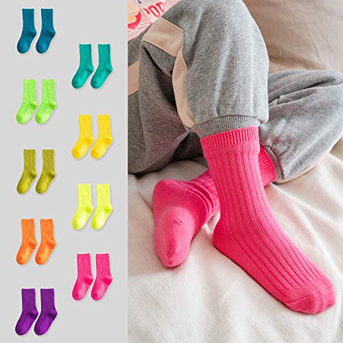 MINI PANDA Little Girl's Socks, Girls Socks Cute,girls Crew Socks 9 Pairs Pack2